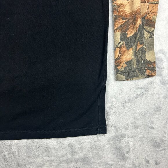 Trail Crest T Shirt Mens Large Black Camo Long Sleeve Outdoor Tee Woodland - Picture 7 of 14